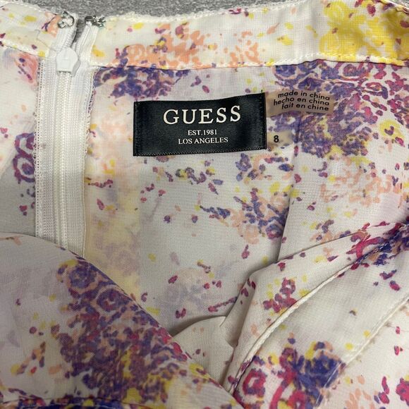 GUESS Sz 8 Crisscross Halter KeyHole Layered Ruffle Pastel Romantic Flowy Beachy - Picture 5 of 7